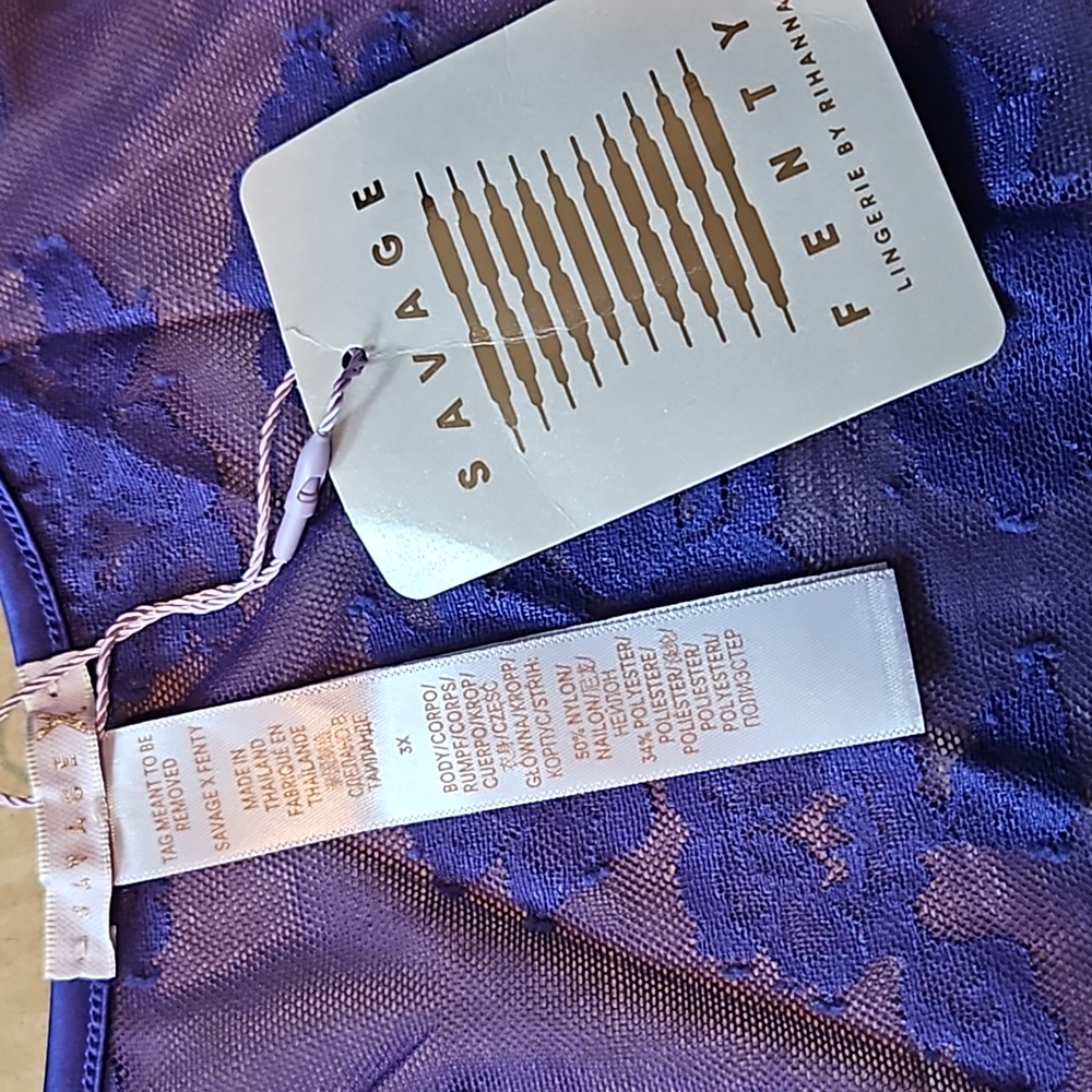 Savage x Fenty Strap Up Long Sleeve Lace Slip Dress-Taboo Blue-3X - Picture 3 of 8